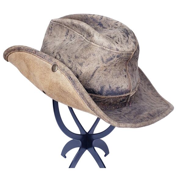 Vintage Henschel Coyote Leather Outback Style Hat w/ Band Men's Size Medium - Picture 1 of 13